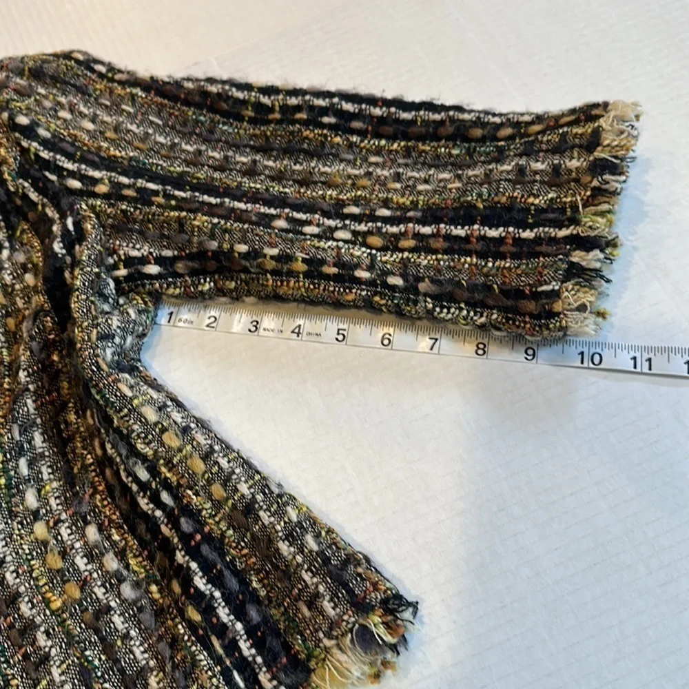 CAbi quarter length frayed 30%wool jacket multicolored in small w gold buttons - Picture 5 of 12